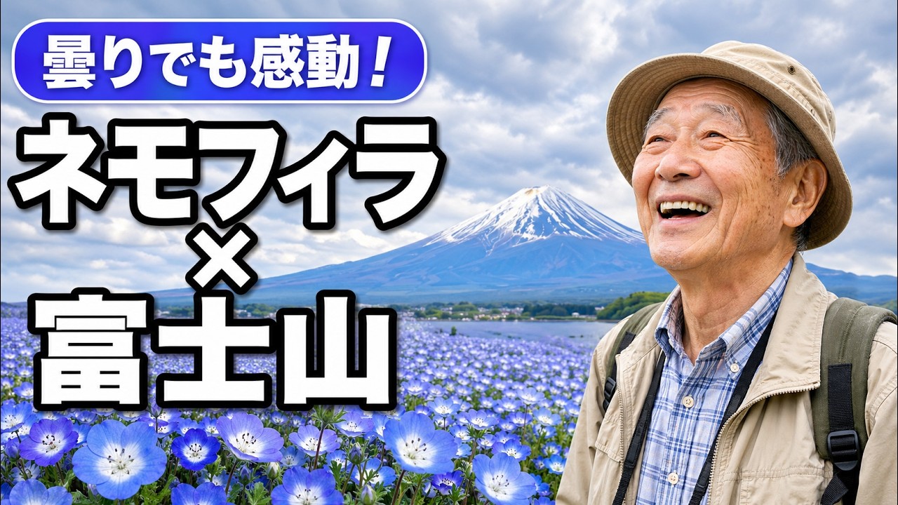 河口湖 大石公園2026｜曇り空でも美しいネモフィラと富士山 - YouTube
