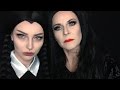 morticia & wednesday addams halloween makeup with my mommy!