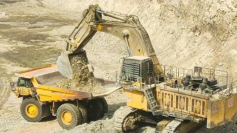 Komatsu PC2000 Excavator Loading Huge Dump Trucks | Real Mining Power