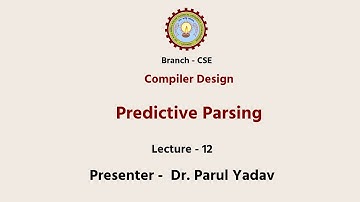 Compiler Design Predictive Parsing  | AKTU Digital Education