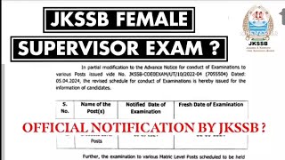 JKSSB Female Supervisor Exam Date : 201 Post | JKSSB Female Supervisor Admit card Update