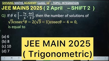 Q) If 𝜃∈[−7𝜋/6,4𝜋/3], then the number of solutions of √3 cosec^2 𝜃−2(√3−1)cosec𝜃−4=0,