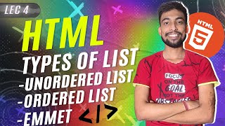 HTML Lists in Hindi | Ordered List | Unordered List | Emmet | @thecodethread