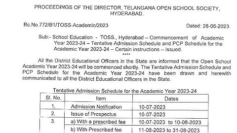 TOSS-ADMISSION NOTIFICATION SSC&INTER