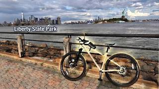 Liberty State Park Bike Ride 4K | Jersey City Waterfront & Statue of Liberty Views