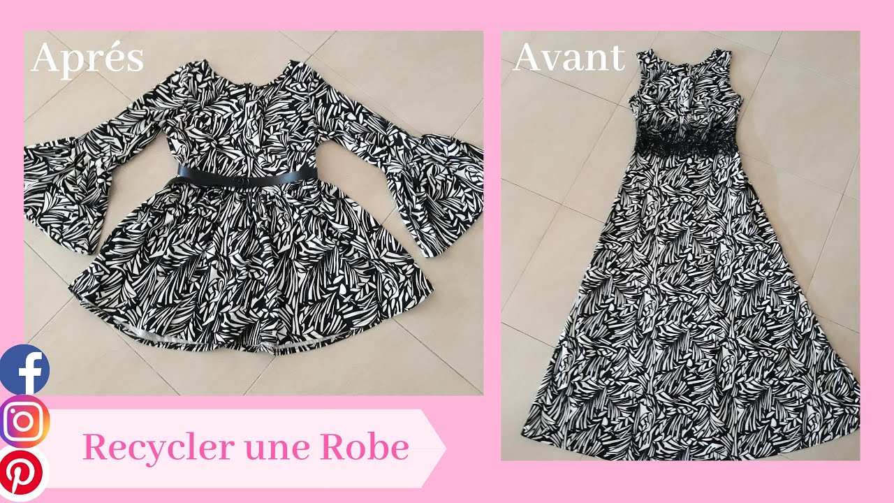 Réalisation de la robe à volants en recyclant une autre / اعادة تدوير فستان عادي لاخر كلوش