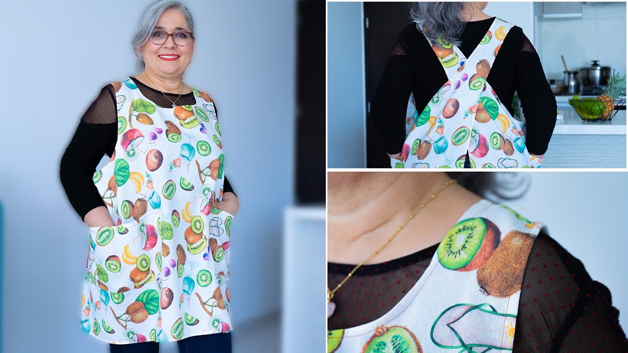 DELANTAL JAPONÉS o mandil cruzado sin cordones, TUTORIAL PARA PRINCIPIANTES/idea de emprendimiento