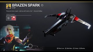 Get Amanda Holliday's Exotic Ship (Brazen Spark). Week 9 Quest. Season of Defiance. Destiny 2.