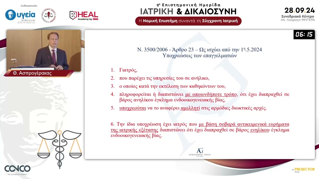 ΙΑΤΡΙΚΗ & ΔΙΚΑΙΟΣΥΝΗ | Η υποχρέωση περί αναφοράς εγκλημάτων ενδοοικογενειακής βίας | Θ. Ασπρογέρακας