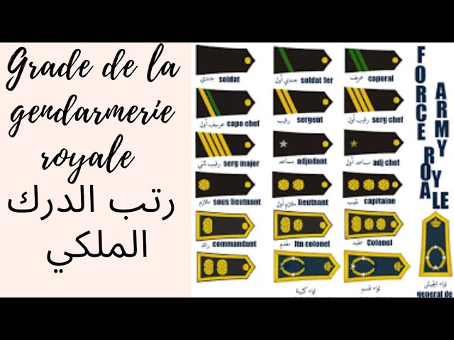 مختلف رتب الدرك الملكي والتخصصات les différents grades de la