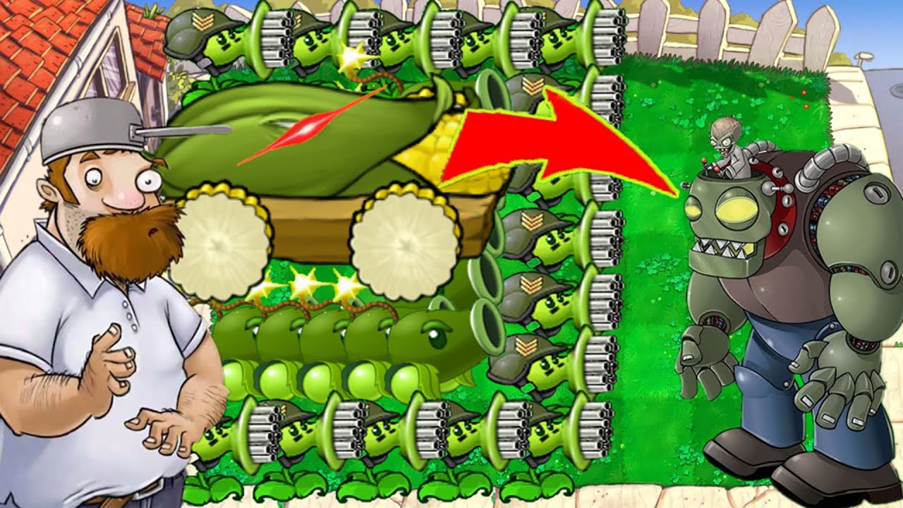 99 Gatling Pea Pea gunner Cob Cannon vs 999 Gargantuar vs 999 Dr.zomboss - Plants vs Zombie