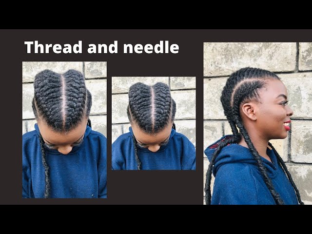 Needle & thread Cornrows on Relaxed Stretched Hair