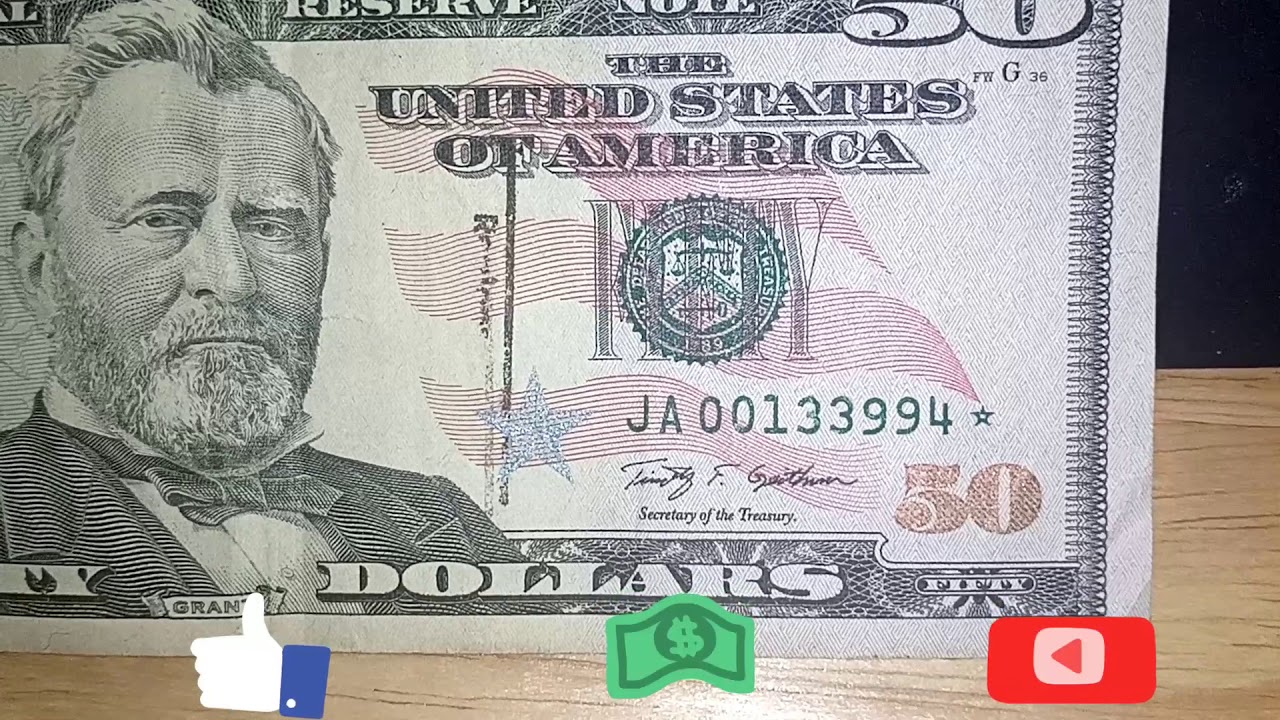 VALOR DE LOS BILLETES DE 50 DÓLARES CON ESTRELLA DE ESTADOS UNIDOS