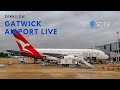 Gatwick airport live  qantas a380 departure  egkklgw  15th april 2024