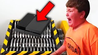 he crushes ps4 in shredder after losing fortnite.. (BIG MISTAKE)