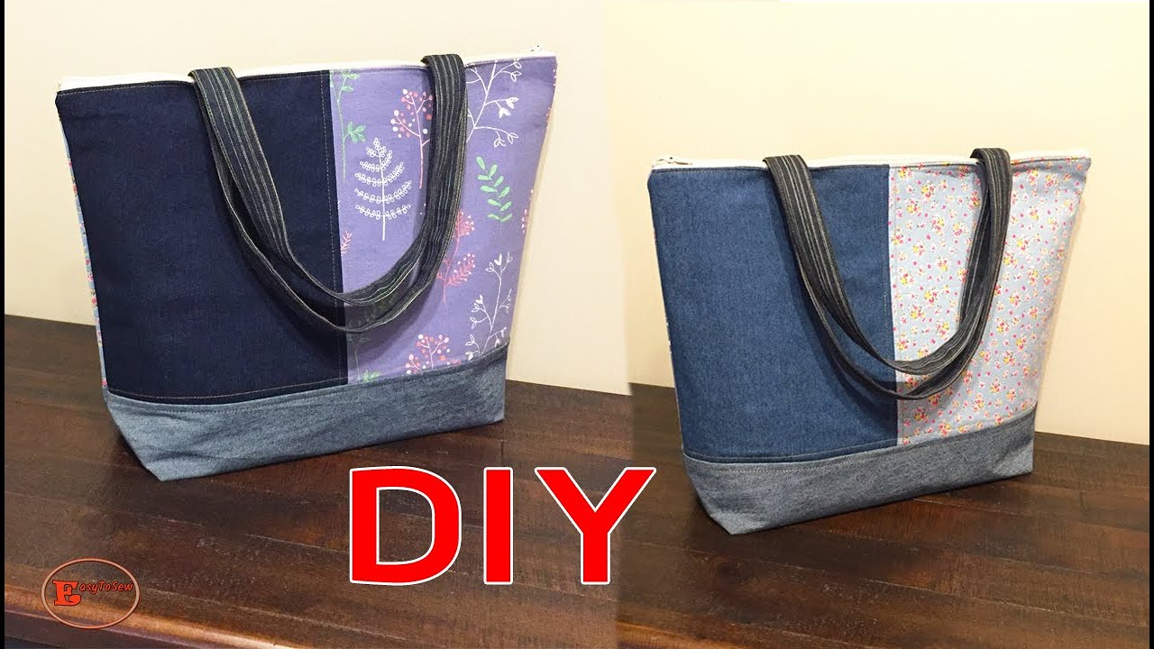 ZIPPER TOTE BAG TUTORIAL | PATCHWORK BAG MAKING | BAG MAKING FOR ...