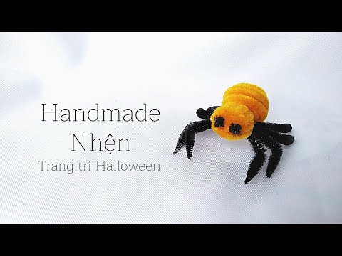 Handmade Nhện Trang trí Halloween - DIY Nhện bằng kẽm nhung - Pipe Cleaner Spider