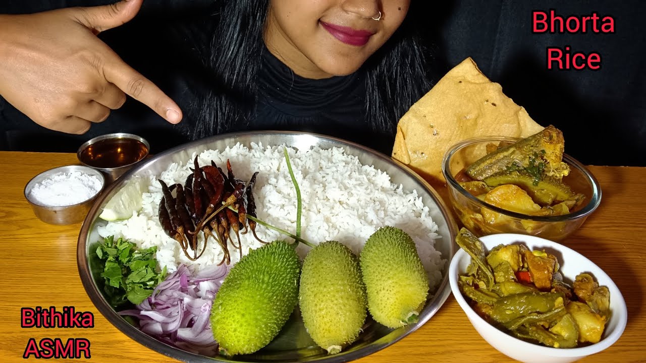 Asmr Eating 🔥 Spine Gourd Bhorta, Rice, Fish Curry,Mix Sabzi | Eating Show Indian Food's