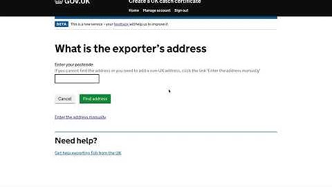 How to create a catch certificate by using postcode lookup to change exporter address