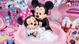 ASMR Satisfying Unboxing Sad Minnie Mouse Wedding & Mickey Mouse Bridal Makeup Toys 💔💍 Disney ASMR!