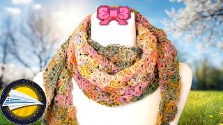 Πλεκτό με βελονάκι | Τριγωνικό μαντήλι με 4 τμήματα | Μοτίβο με κολόνες | Ιδέα για την άνοιξη