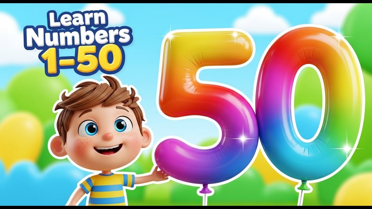 Learn Numbers 1 to 50 🎈 | Kids Counting Song | 3D Kids Cartoon Balloon Learning