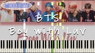 BTS - Boy with Luv | MODERATE Piano Tutorial