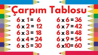 Çarpım tablosu 6 'lar. Altışar ritmik sayma. İlkokul 2. 3. 4. sınıf matematik