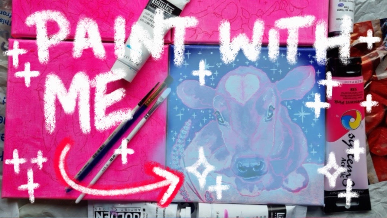 Paint A Commission With Me - Pt 1 Acrylic Painting 💖 ️🐮💕 - YouTube