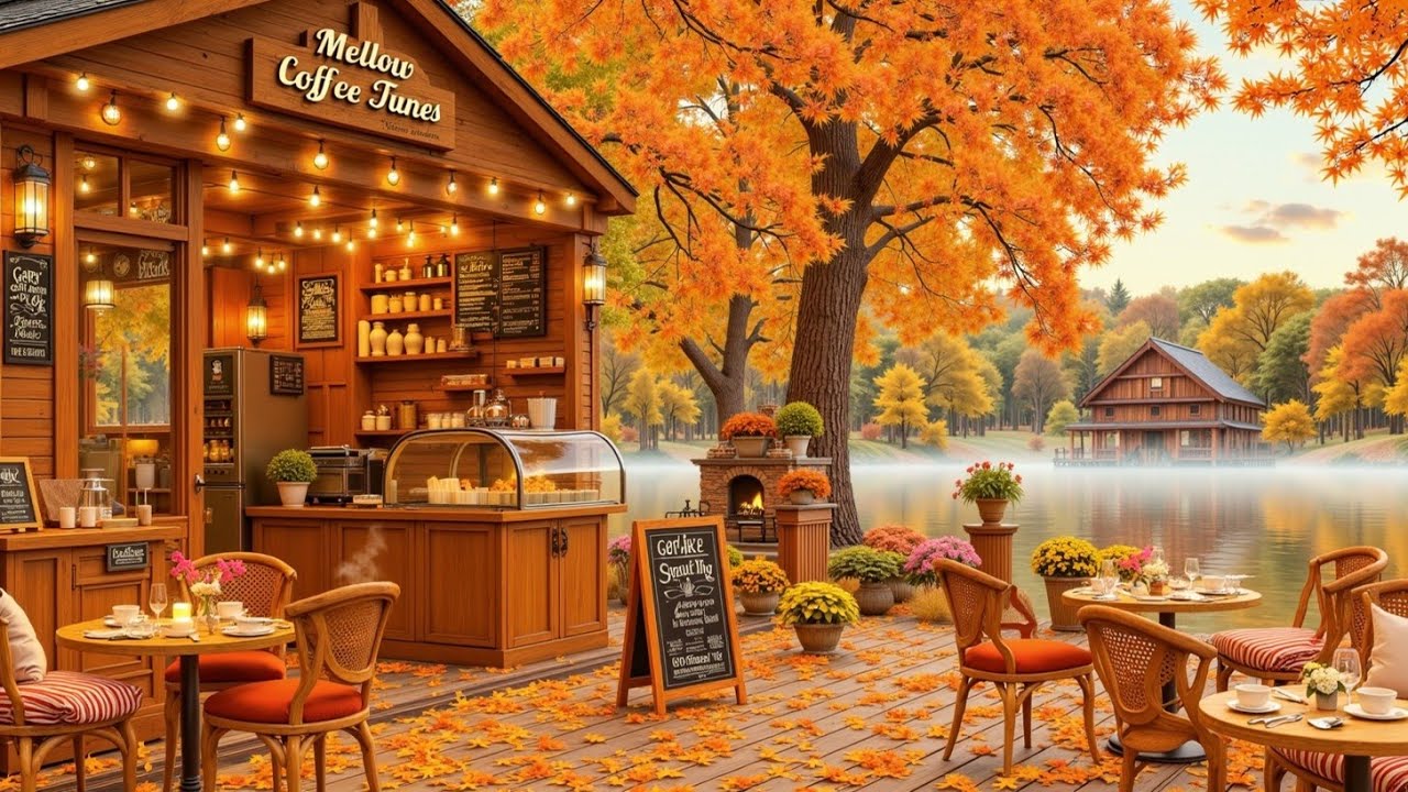 Cozy Autumn Coffee Shop Ambience ☕ Relaxing Jazz Music & Fall Vibes for ...