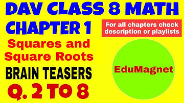 DAV MATH CLASS 8 CHAPTER 1 BRAIN TEASERS Q 2 to 8 SQUARES & SQUARE ROOTS