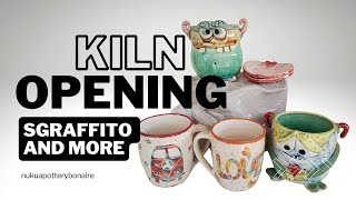 Pottery Kiln opening with multicolored Sgraffito and Monster Pots!