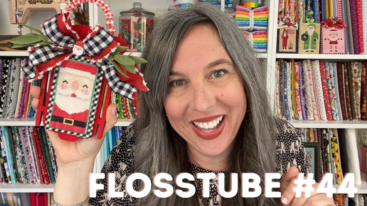 Flosstube 44 NEW Cross Stitch Chart by Tiger Lily Jolly Santa Tag