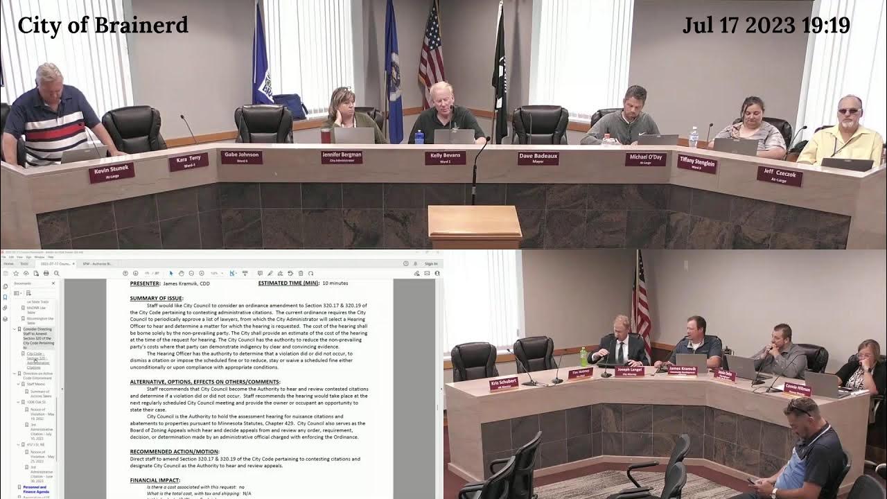 City of Brainerd Safety & Public Works Committee 7/17/2023 YouTube