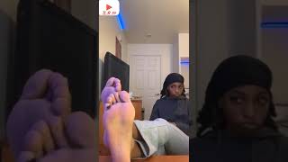 Ashley Ebony Black Socks Removal & Big Size 9 Soles Crossed In Dorm Room 2 Full Video