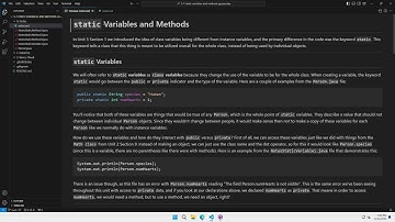5.7 static Variables and Methods 0 - Introduction and Setup