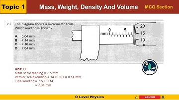 Topic 1 || Mass, Weight, Density And Volume || MCQs Section|| O Level Physics