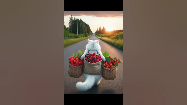 Watch the video about When White Cat wants to eat strawberries and raspberries 😋#cat #funny #anime