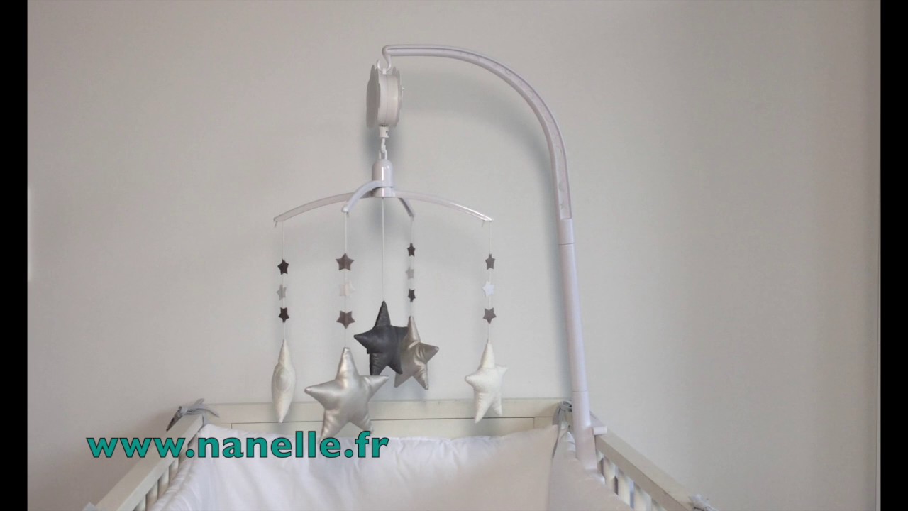Mobile Musical Bebe Etoiles Grises Et Argent Youtube