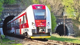 Trains in old rail tunnels in Slovakia