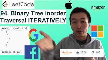 LeetCode 94. Binary Tree Inorder Traversal ITERATIVELY - Interview Prep Ep 75