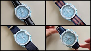 Trying on Artem Straps With The MoonSwatch Uranus!