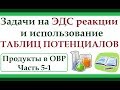 Использование таблиц потенциалов и расчет ЭДС реакции. Продукты в ОВР. Ч.5-1.