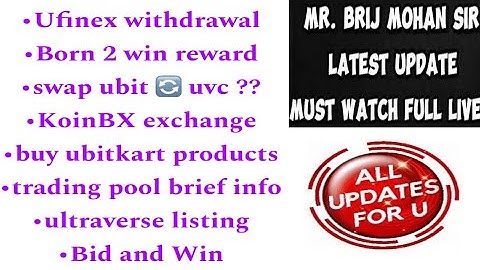 BIG UPDATES #ubitcoin #ufinex #withdrawproblem #unitymetatoken #ultraverse #todayupdate #brijmohan