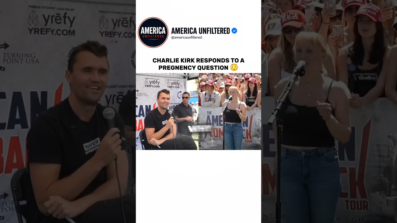 Charlie kirk responds to a preganancy.related question😳#charliekirk #debate thumbnail