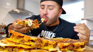 GREASY CHEESY BEEF QUESADILLAS MUKBANG | EATING SHOW