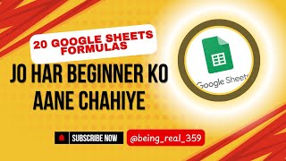 20 Google Sheets Formulas Jo Har Beginner Ko Aane Chahiye! #Productivity #googlesheets
