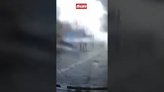 Dashcam footage captures moment Russian missile explodes on busy road #Shorts