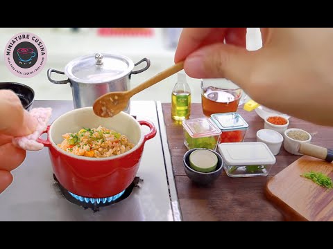 3 Recipe of Mini Shrimp Pasta, MINIATURE COOKING, ASMR COOKING KITCHEN  SET