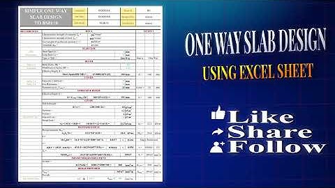 One-Way Slab Design Excel Sheet | BS Code Reinforced Concrete Design Using Excel